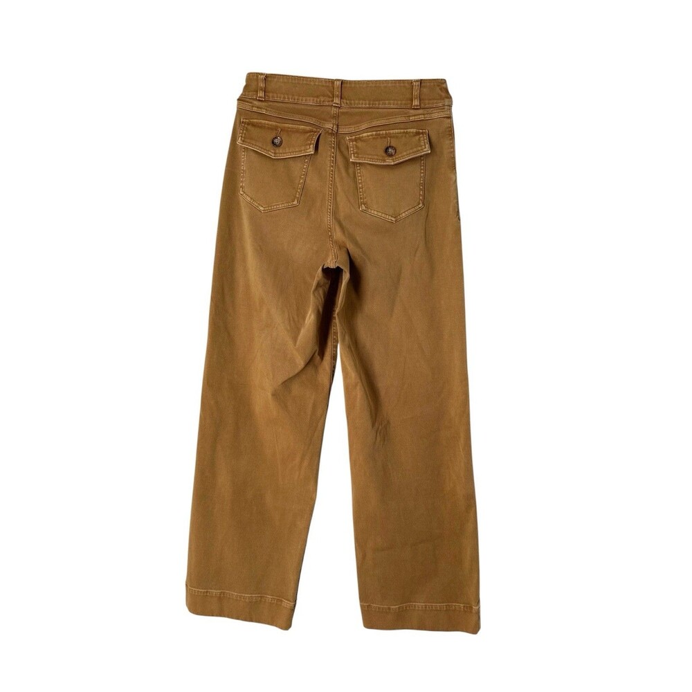 Spanx Stretch Twill Cropped Pants Smoke Size M Mustard Color Pockets EUC